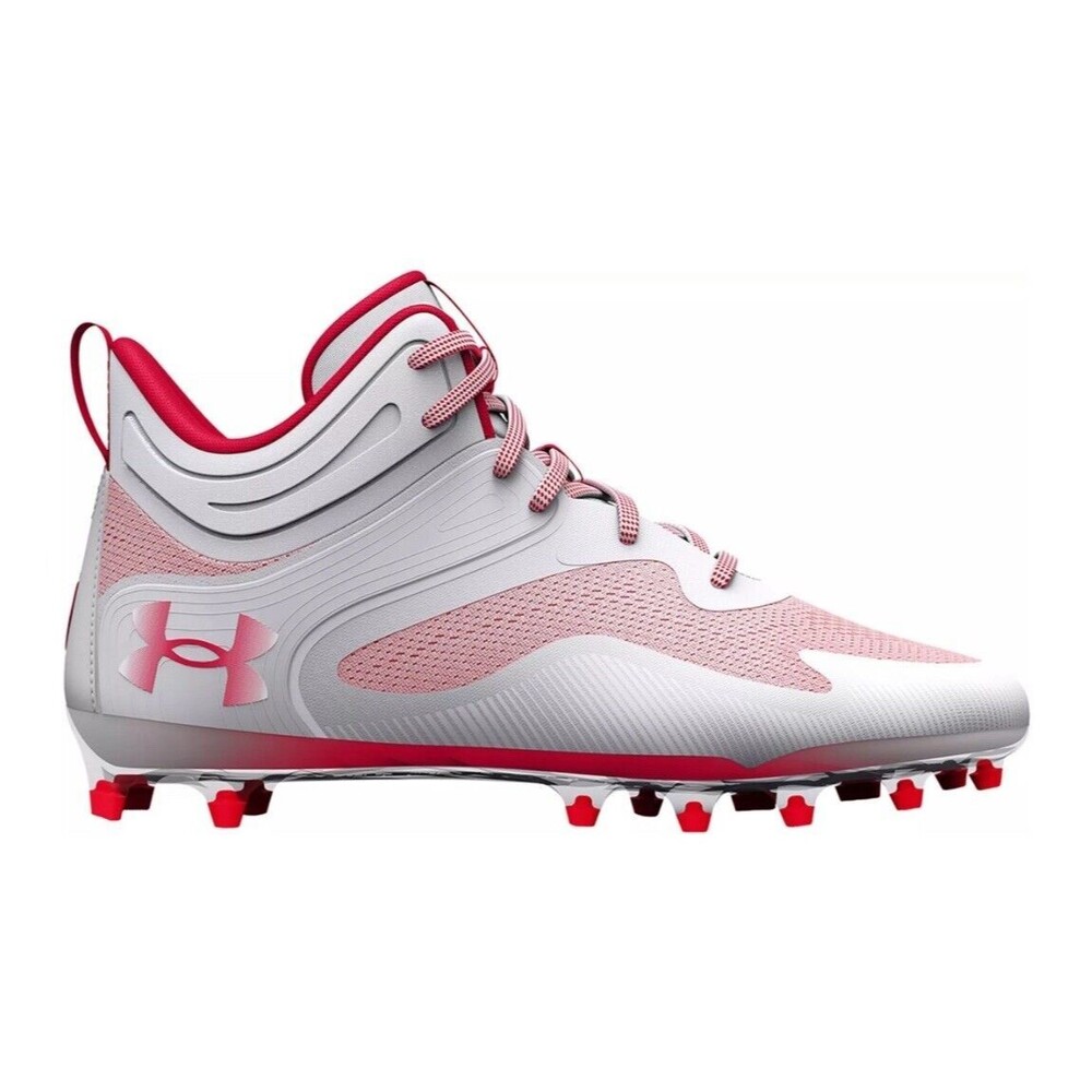 Under Armour Men's Command MC Mid Lacrosse Cleats White/Red SZ 11.5 3025639101 W
